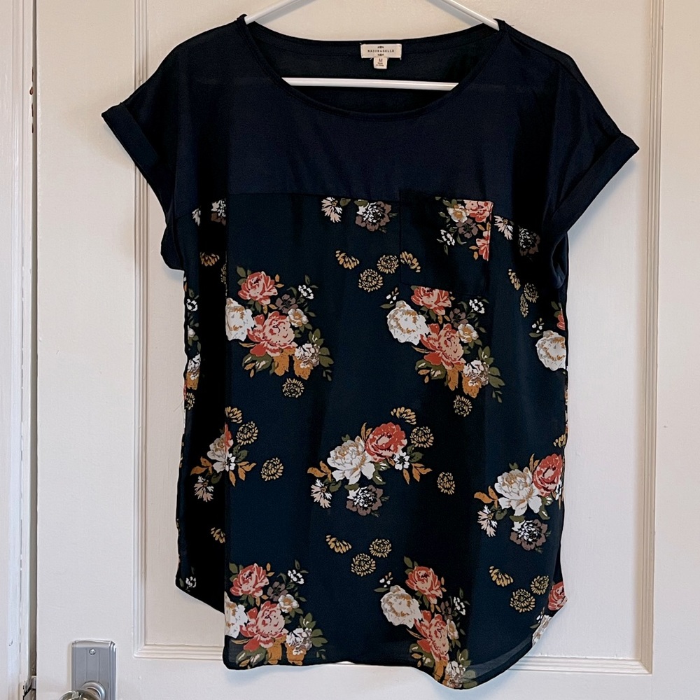 Violets & Roses Kinglake Mixed Material Top